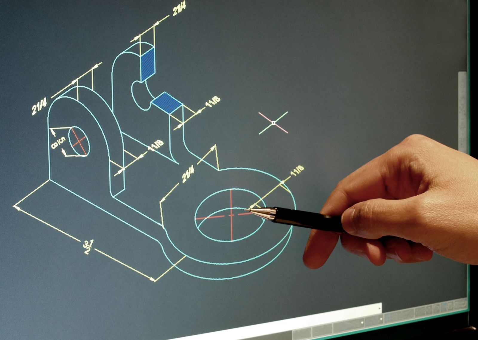 Diseño técnico de una pieza en pantalla